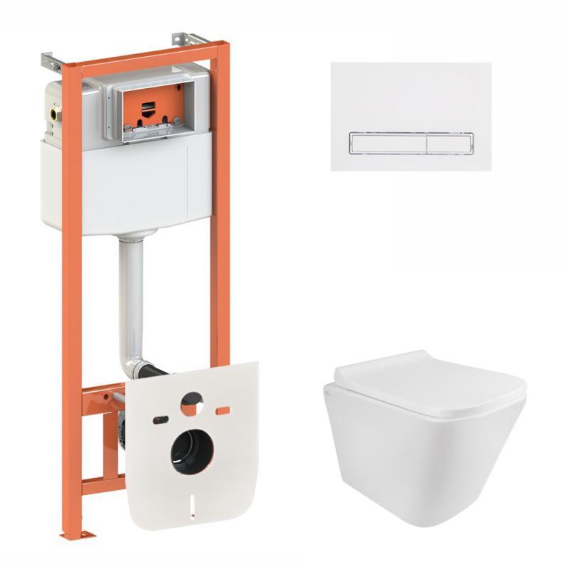 Набір Qtap інсталяція 3 в 1 Nest QT0133M425 з панеллю змиву лінійною QT0111M08V1384W+ унітаз з сидінням Tern, фото 1