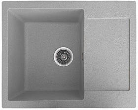 Гранітна кухонна мийка Romzha Janta 62 Bezhvy (402). Врізна мийка на кухню, гранітні мийки, мийки на кухню Сірий