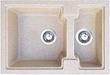 Гранітна кухонна мийка Romzha Patrat 62D. Мийка на дві чаши, гранитні мийки для кухню, фото 2
