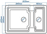 Гранітна кухонна мийка Romzha Patrat 62D. Мийка на дві чаши, гранитні мийки для кухню, фото 7