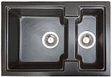 Гранітна кухонна мийка Romzha Patrat 62D. Мийка на дві чаши, гранитні мийки для кухню, фото 3
