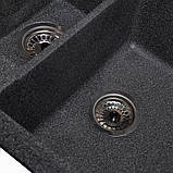 Гранітна кухонна мийка Romzha Jorum 78D Grafit (201). Кухонна мийка з крилом, мийка на кухню, фото 3