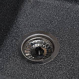 Гранітна кухонна мийка Romzha Jorum 78D Grafit (201). Кухонна мийка з крилом, мийка на кухню, фото 5