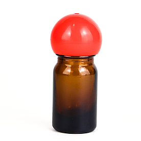 Коричневий скляний флакон для косметики, ліків, вітамінів, 5 мл стандарту 18/410 З червоною кришкою