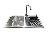 Комплект мийка + змішувач Romzha Arta U-730SDN (A). Кухонна мийка з нержавіючої сталі зі змішувачем, фото 2