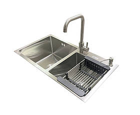 Комплект мийка + змішувач Romzha Arta U-730SDN (B). Кухонна мийка з нержавіючої сталі зі змішувачем