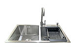Комплект мийка + змішувач Romzha Arta U-730SDN (B). Кухонна мийка з нержавіючої сталі зі змішувачем, фото 2