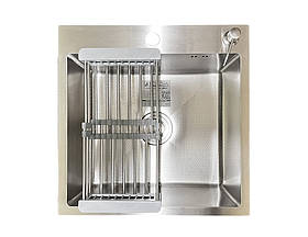 Кухонна мийка з нержавіючої сталі Romzha Arta Carbon U-450. Сталева мийка на кухню, раковина для кухні