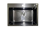 Кухонна мийка з нержавіючої сталі Romzha Arta U-550S BL. Сталева мийка на кухню, раковина для кухні, фото 2