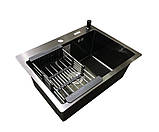 Кухонна мийка з нержавіючої сталі Romzha Arta U-550S BL. Сталева мийка на кухню, раковина для кухні, фото 5