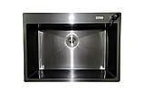 Кухонна мийка з нержавіючої сталі Romzha Arta U-650S Max BL. Сталева мийка на кухню, раковина для кухні, фото 2