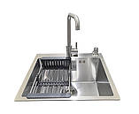 Комплект мийка + змішувач Romzha Arta U-450S (B). Сталева мийка зі змішувачем на кухню, фото 2