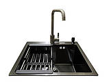 Комплект мийка + змішувач Romzha Arta U-450S BL (B). Чорна мийка з нержавіючої сталі зі змішувачем, фото 2
