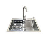 Комплект мийка + змішувач Romzha Arta U-550S (A). Сталева мийка зі змішувачем на кухню, фото 2