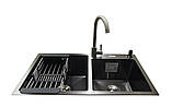 Комплект мийка + змішувач Romzha Arta U-730SDN BL (A). Кухонна мийка з нержавіючої сталі зі змішувачем, фото 3