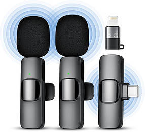 Бездротові мікрофони Qhot для iPhone iPad, [Lightning], петличний Bluetooth-мікрофон із кріпленням iOS і USB-