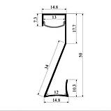 Профіль алюмінієвий BIOM PLP-501 50х14.8 плінтус анодований,(палка 2м) , м, фото 2