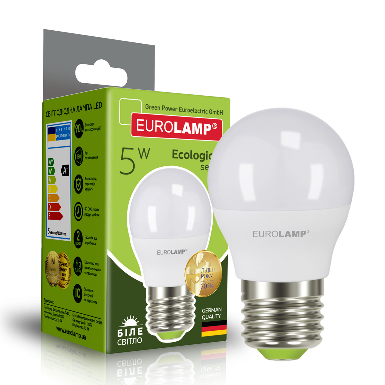 EUROLAMP LED Лампа ЕКО G45 5W E27 4000K, фото 1
