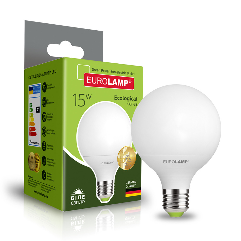 EUROLAMP LED Лампа ЕКО G95 15W E27 4000K, фото 1