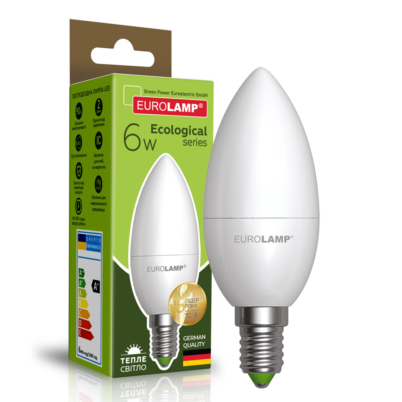 EUROLAMP LED Лампа ЕКО CL 6W E14 3000K, фото 1