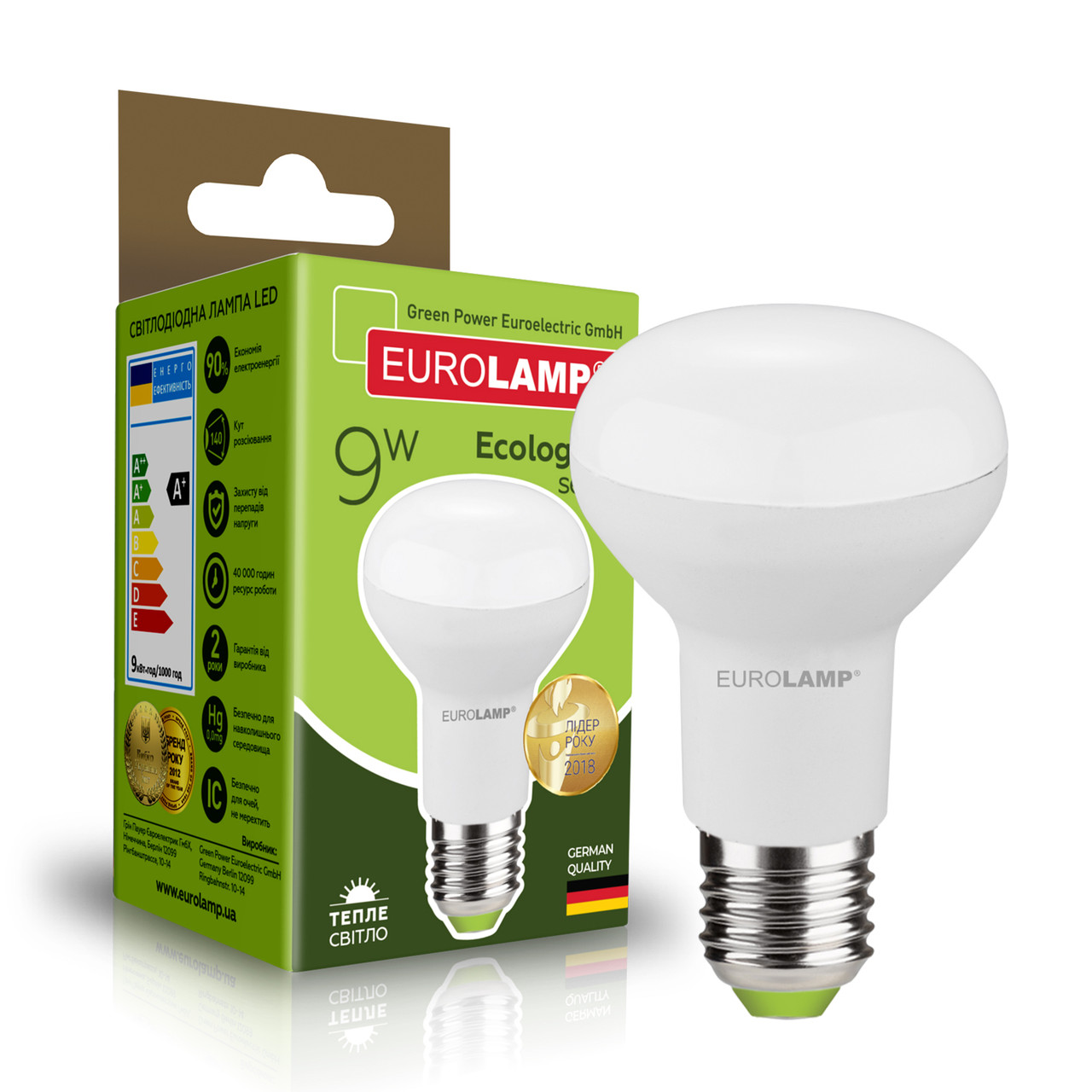 EUROLAMP LED Лампа ЕКО R63 9W E27 3000K
