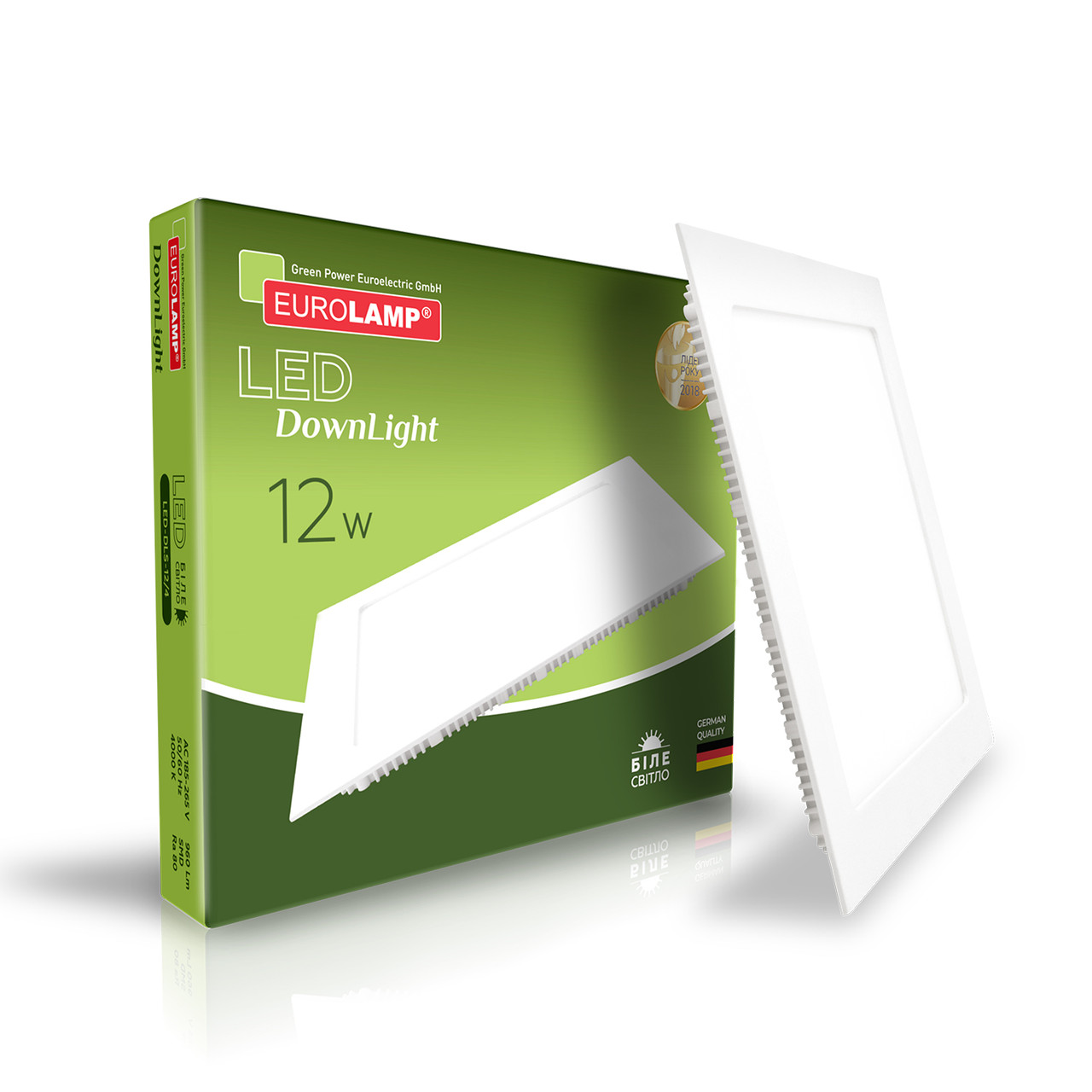 EUROLAMP LED Світильник квадратний врізний Downlight 12W 4000K, фото 1