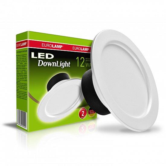 EUROLAMP LED Світильник круглий врізний Downlight серія "Е" 12W 3000K, фото 1