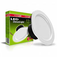 EUROLAMP LED Світильник круглий врізний Downlight серія "Е" 12W 3000K