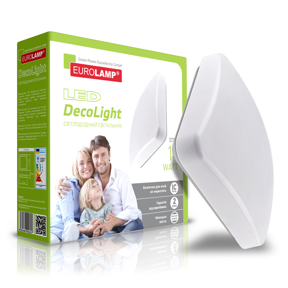 EUROLAMP LED Світильник накладний матовий квадратний NEW 14W 4000K, фото 1