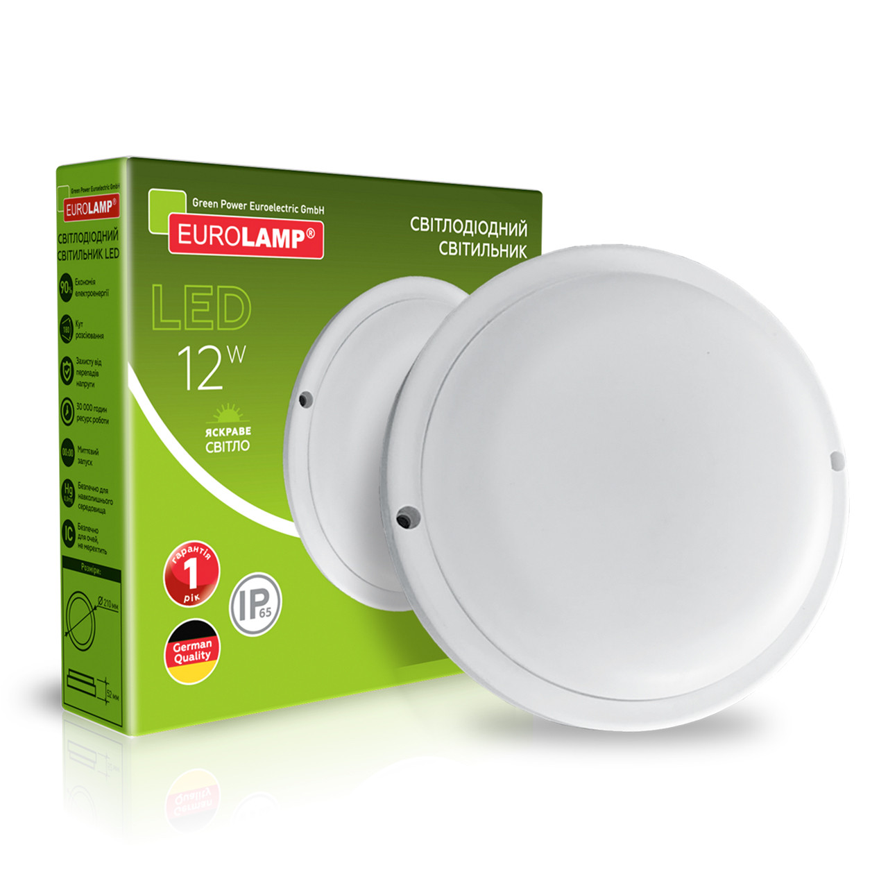 EUROLAMP LED Світильник круглий накладний ЖКХ G1 12W 5000K, фото 1