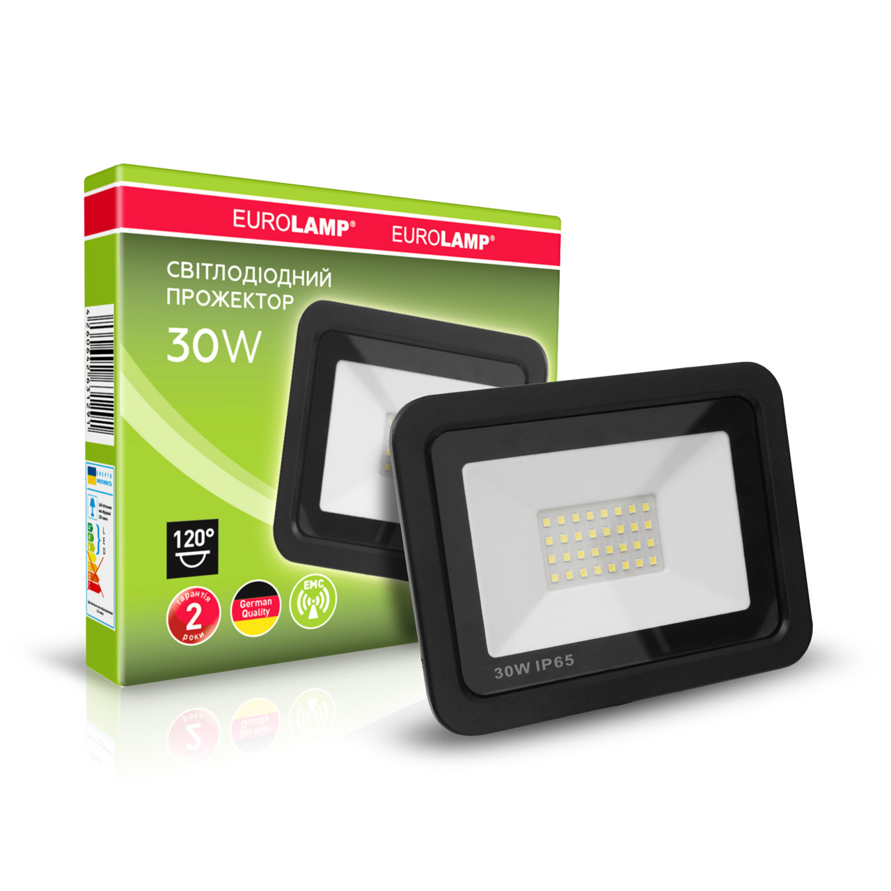 EUROLAMP LED SMD Прожектор чорний з радіатором NEW 30W 6000K, фото 1