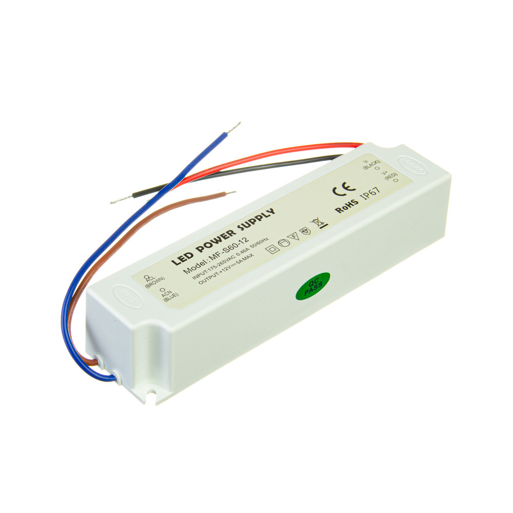 Led блок 12 В SLIM PLASTIC/5A 60Bт IP 65, фото 1