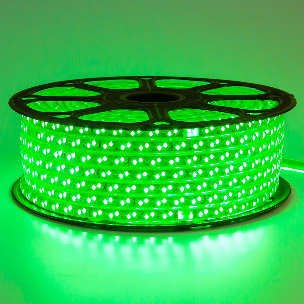 Led стрічка 220В зелена smd2835 120LED/m 12 W IP65, 1 м