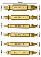 Набір екстракторів HSS для викручування пошкоджених болтів, саморізів - 6 шт (0,1,2,3,4), фото 6