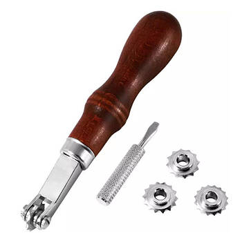 Інструмент для розмітки шкіри, паперу, тканини - 4 ролики: 3 мм, 3,5 мм, 4 мм, 5 мм