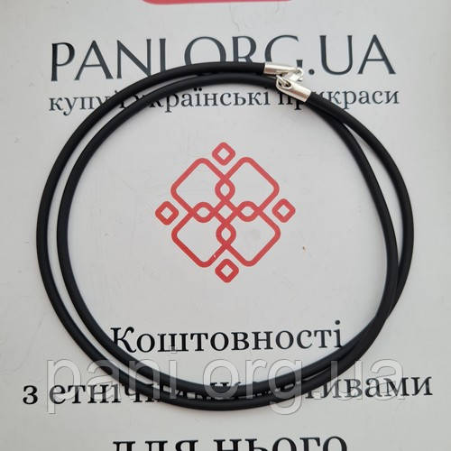 Кольє з каучуку чорне зі срібною застібкою, фото 1