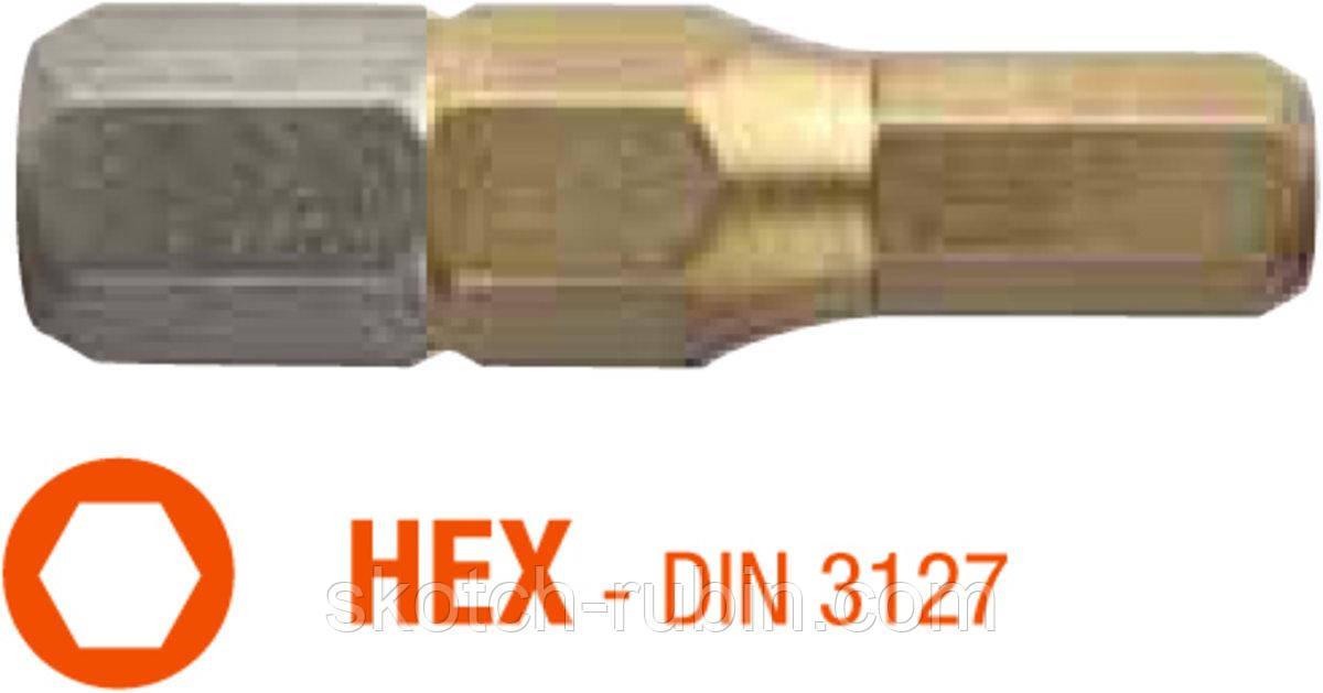 Насадка викруткова USH ISOTIN : HEX 5 x 25 мм. шестигранна, титанове покриття. Уп. 10 шт.