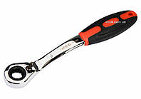 Ключ накидний, вигнутий з тріщаткою YATO: М9, HRC 42-48, Cr-V, з прогумов. ергономічною ручкою(DW)