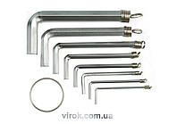 Ключі 6-гранні L-подібні VOREL : на кільці, М2,0-10. Cr-V, Набір 8 шт. [20/100]