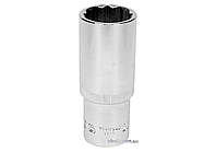 Головка торцева 12-гранна YATO : подовжена, квадрат 1/2", М= 23 мм, L= 77 мм [12/60/120]