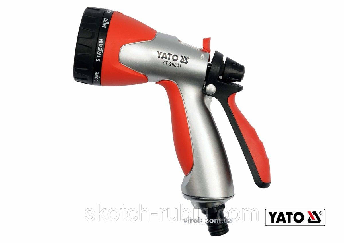 Зрошувач-пістолет 8-режимний YATO до шлангу 1/2", ABS-пластик [12/48]