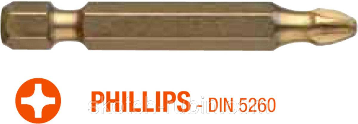 Насадка USH ISOTIN: Phillips PH1 x 50 мм. Torsion. титанова, подовжена. Уп. 10 шт.