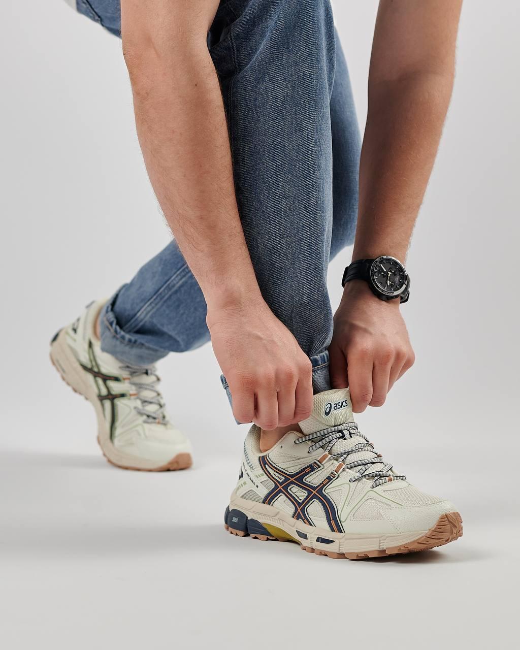 Чоловічі шкіряні текстиль кросівки ASICS Gel-Kahana 8 Beige Orange, чоловічі кеди Асикс бежеві. Чоловіче взуття