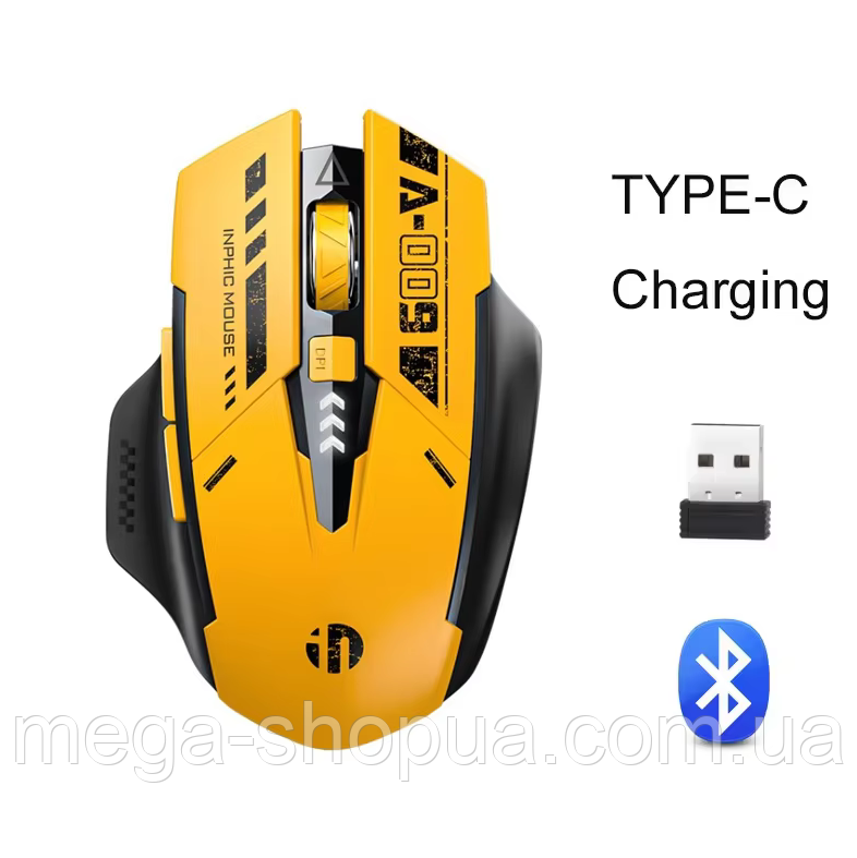 Геймерська миша бездротова з акумулятором FDS765-Y, Bluetooth блютуз комп'ютерна мишка, фото 1