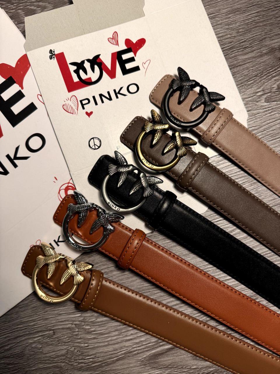 Ремінь шкіряний жіночий Pinko 3 см / пояс жіночий пінко Brown