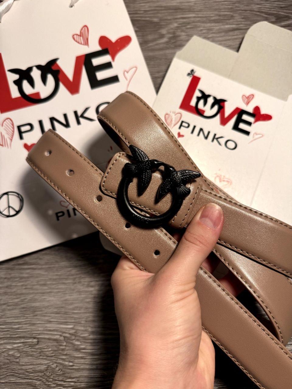 Ремінь шкіряний жіночий Pinko 3 см / пояс жіночий пінко беж