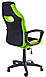 Геймерське крісло Pilot чорно-зелене для комп'ютера з регульованою спинкою та висотою на коліщатках TF, фото 4