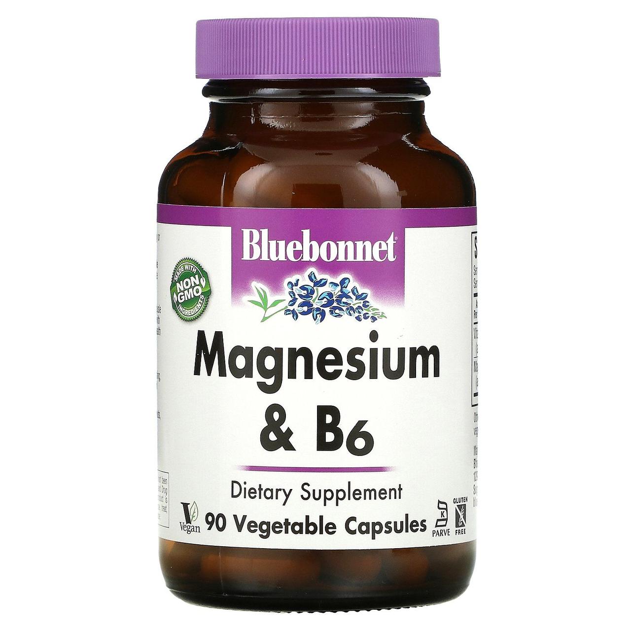 Магній плюс B6 Bluebonnet Nutrition (Magnesium plus B6) 90 капсул BX248