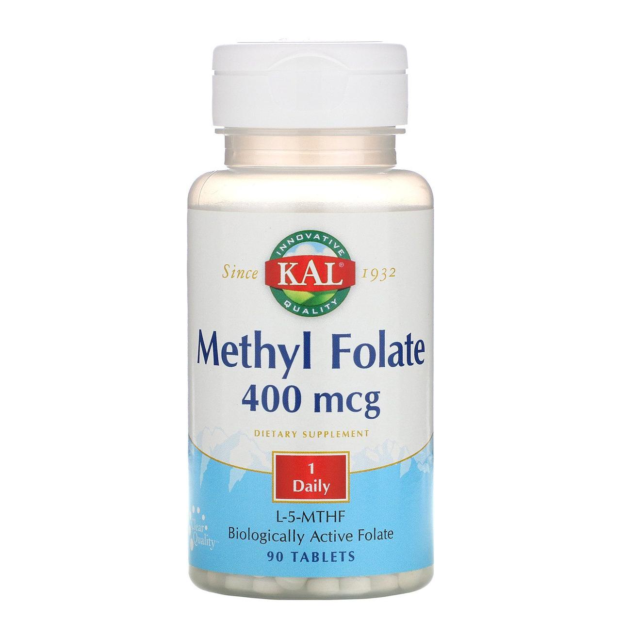 Метил фолат, Methyl Folate, KAL, 400 мкг, 90 таблеток BX109, фото 1