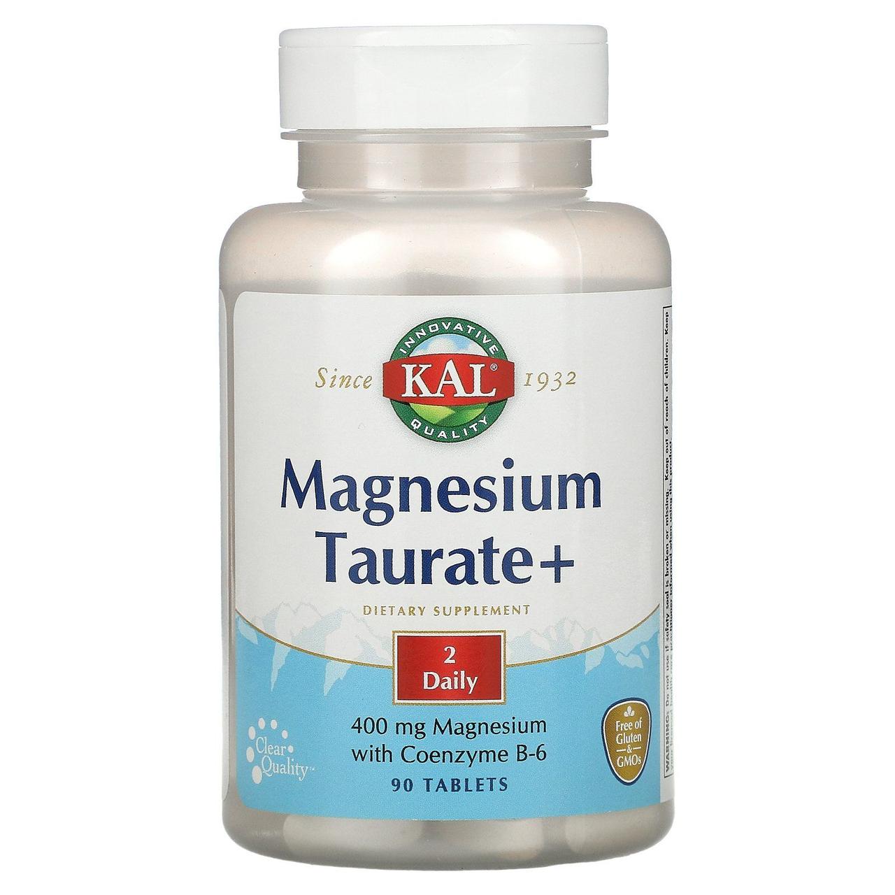 Таурат магнію +, Magnesium Taurate Plus, KAL, 400 мг, 90 таблеток BX129